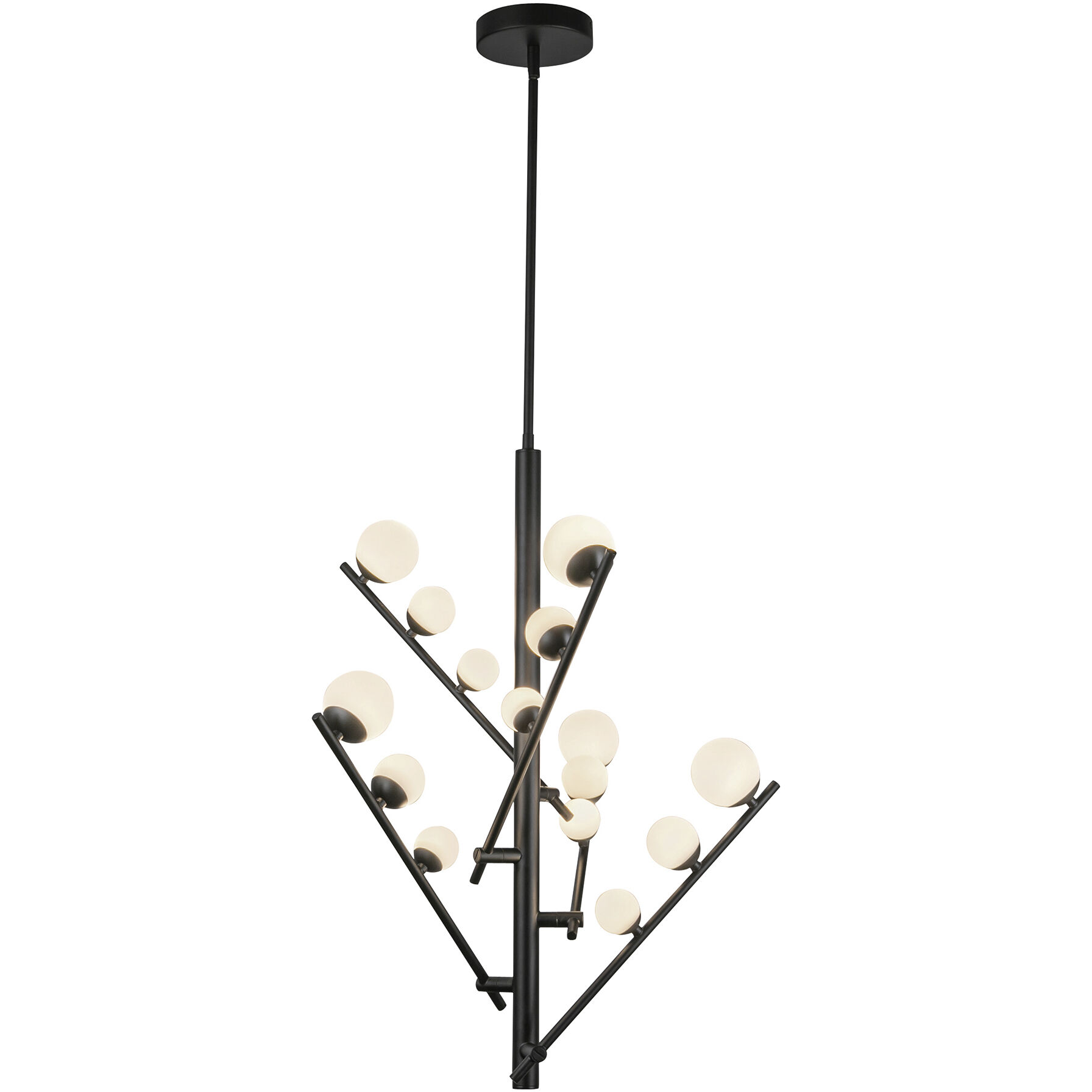 Cypress LED 18 inch Black/Opal Glass Chandelier Ceiling Light