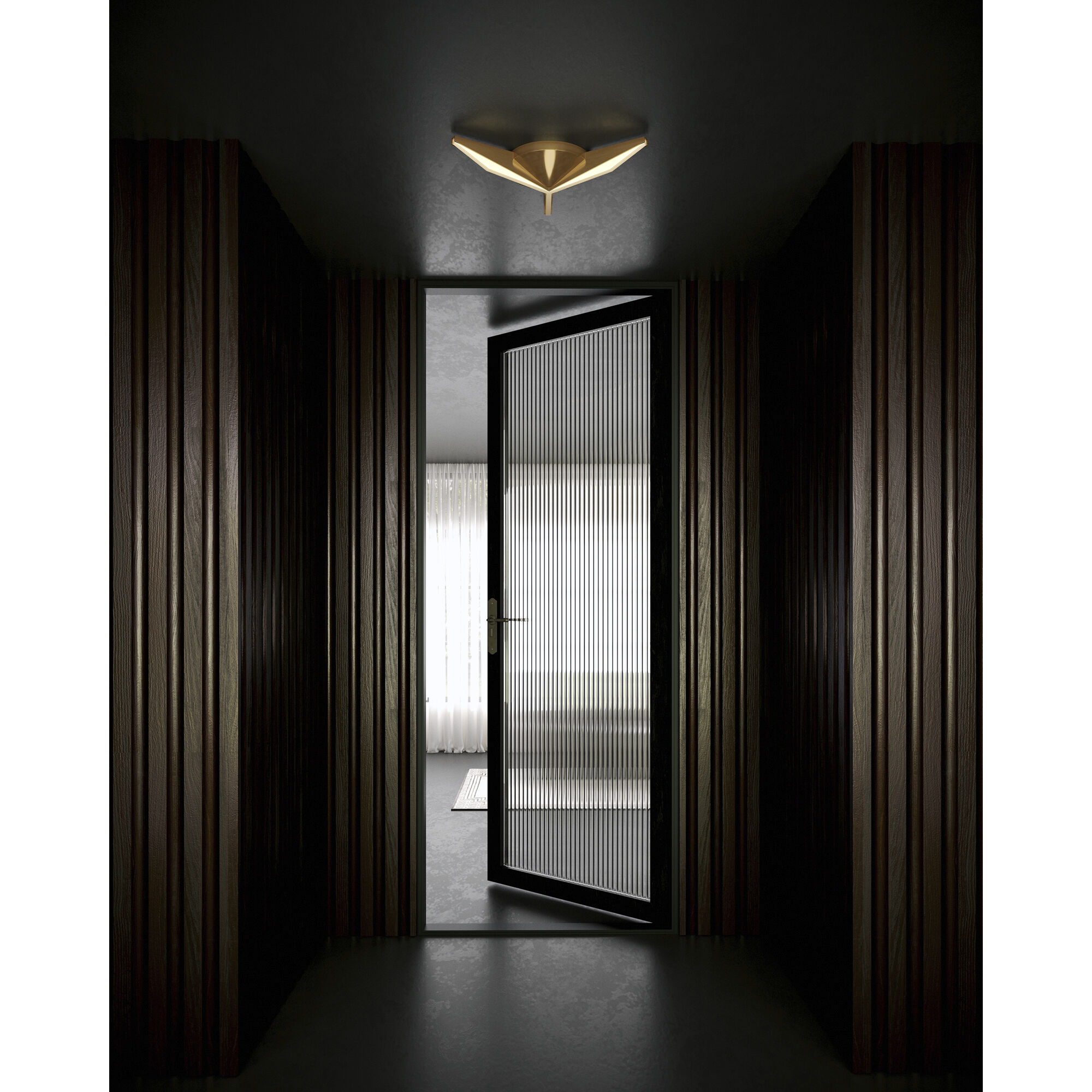 Tachi LED 18.13 inch Vintage Brass Flush Mount Ceiling Light