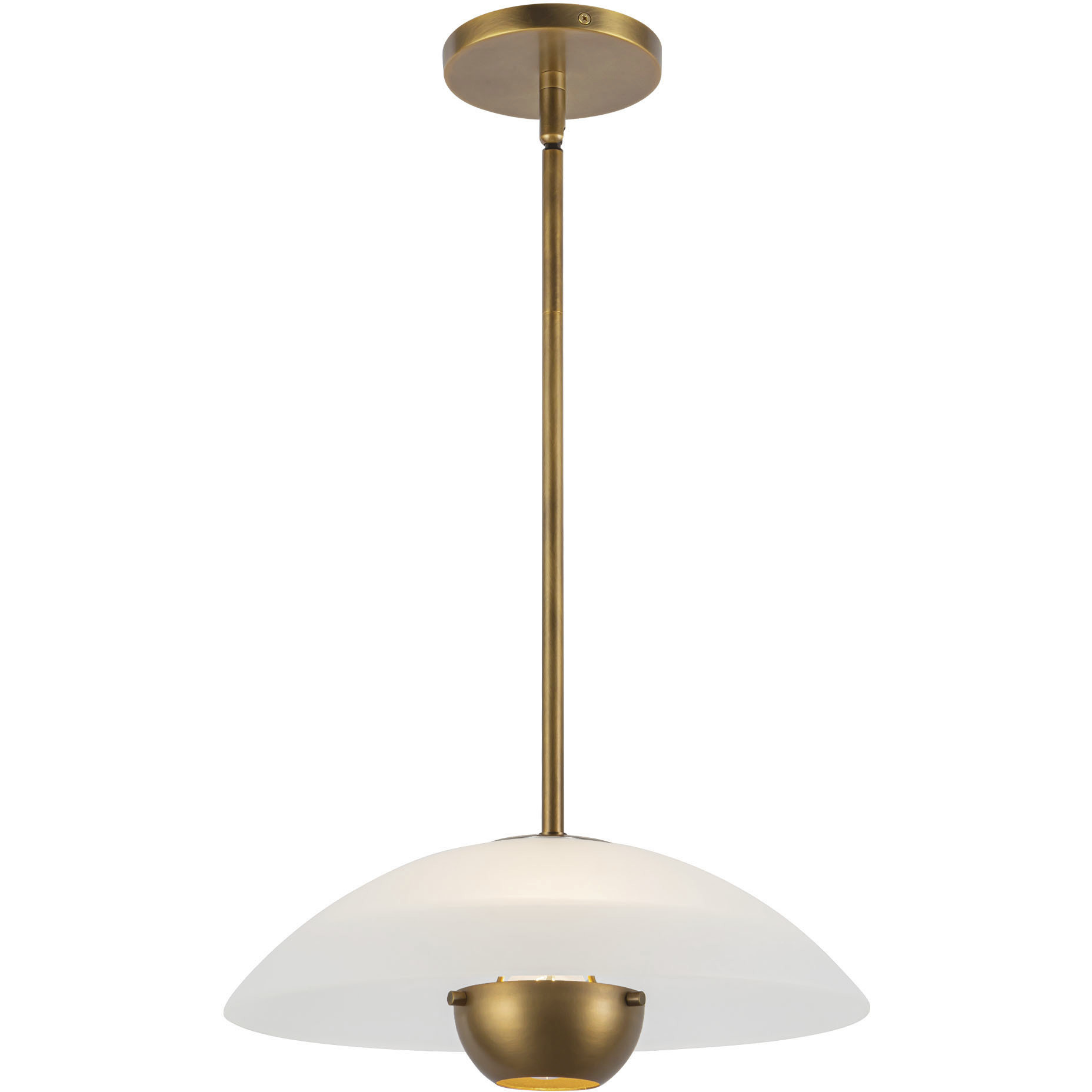 Umbra 1 Light 14 inch Vintage Brass Pendant Ceiling Light in Opal Glass Shade