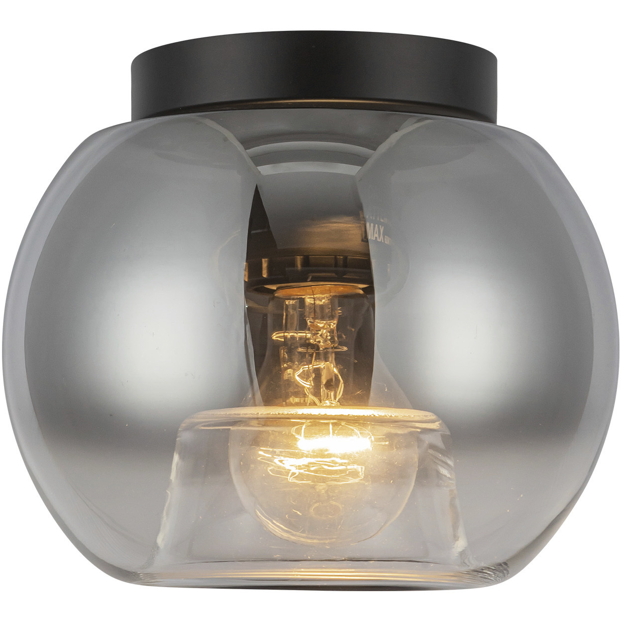 Samar 1 Light 7.5 inch Black Flush Mount Ceiling Light in Transition Smoked Glass