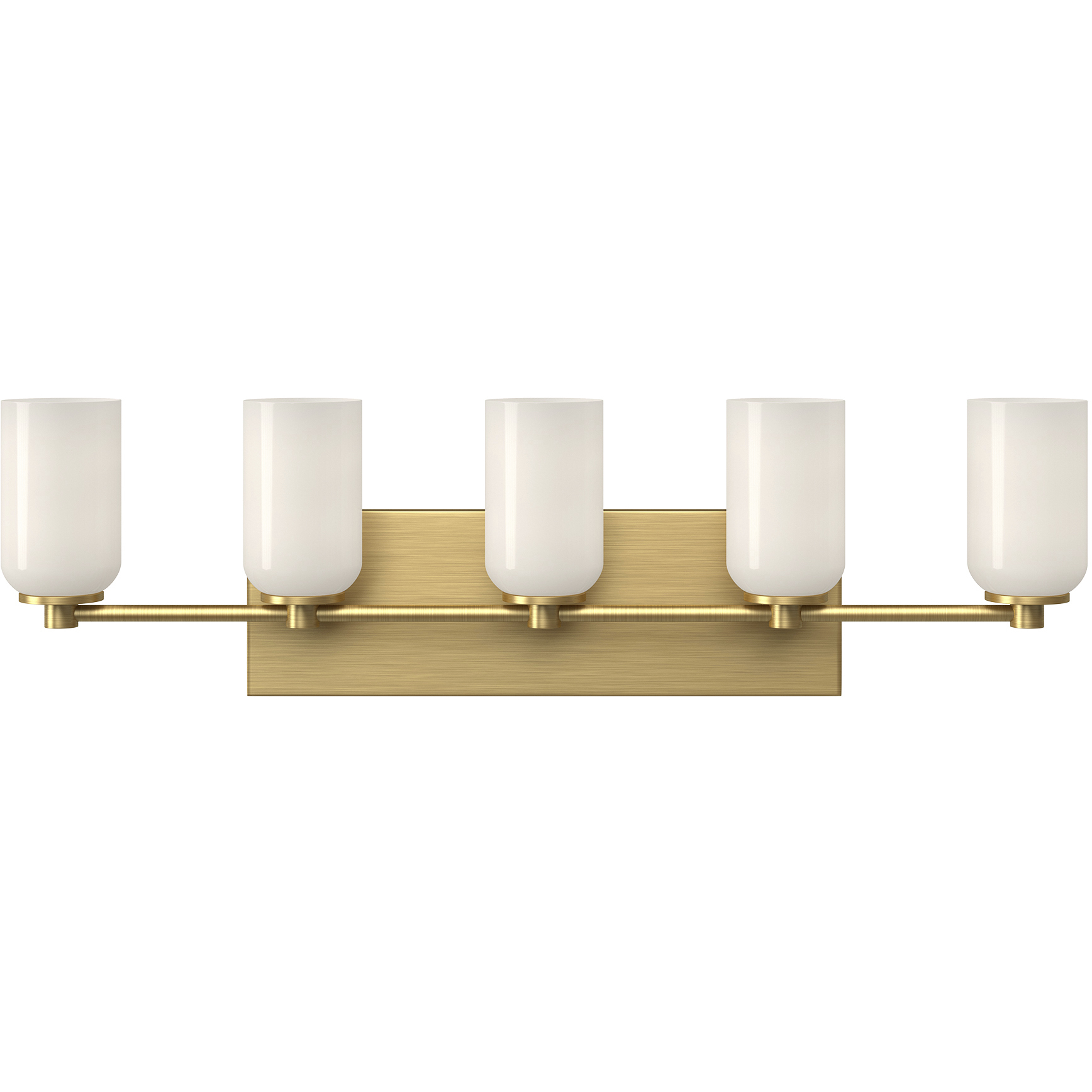Nola 5 Light 31.75 inch Brushed Gold Bath Vanity Light Wall Light in Glossy Opal Glass Shade