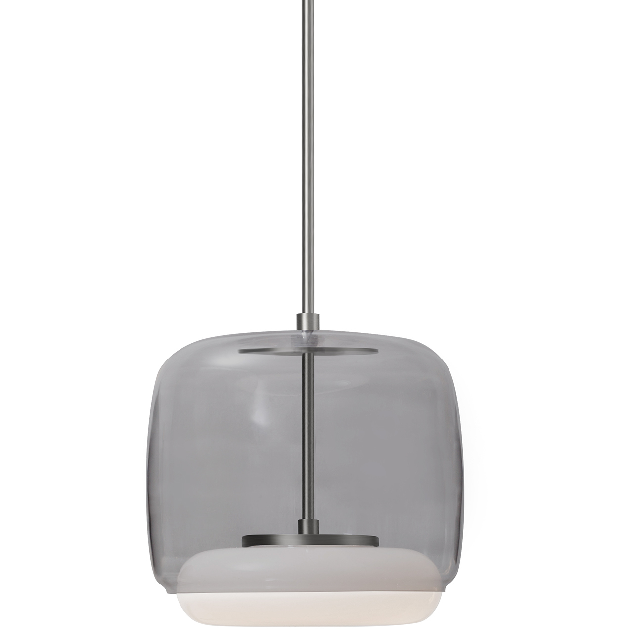 Enkel LED 10.25 inch Brushed Nickel Pendant Ceiling Light in Smoked Glass