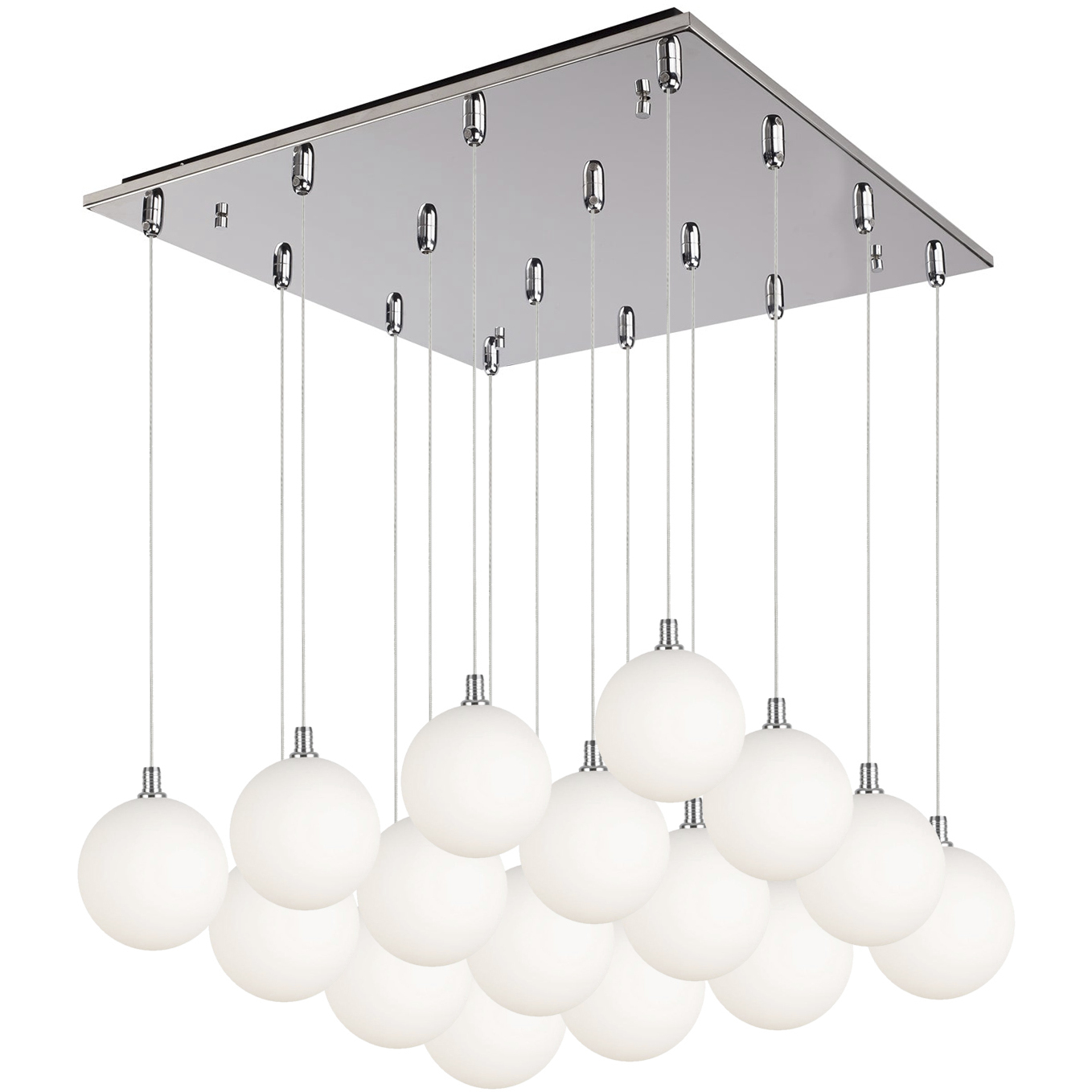 Bolla LED 20.88 inch Chrome Multi Pendant Ceiling Light in Opal Glass