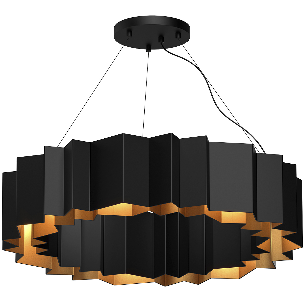 Akira 7 Light 30.13 inch Black and Gold Chandelier Ceiling Light