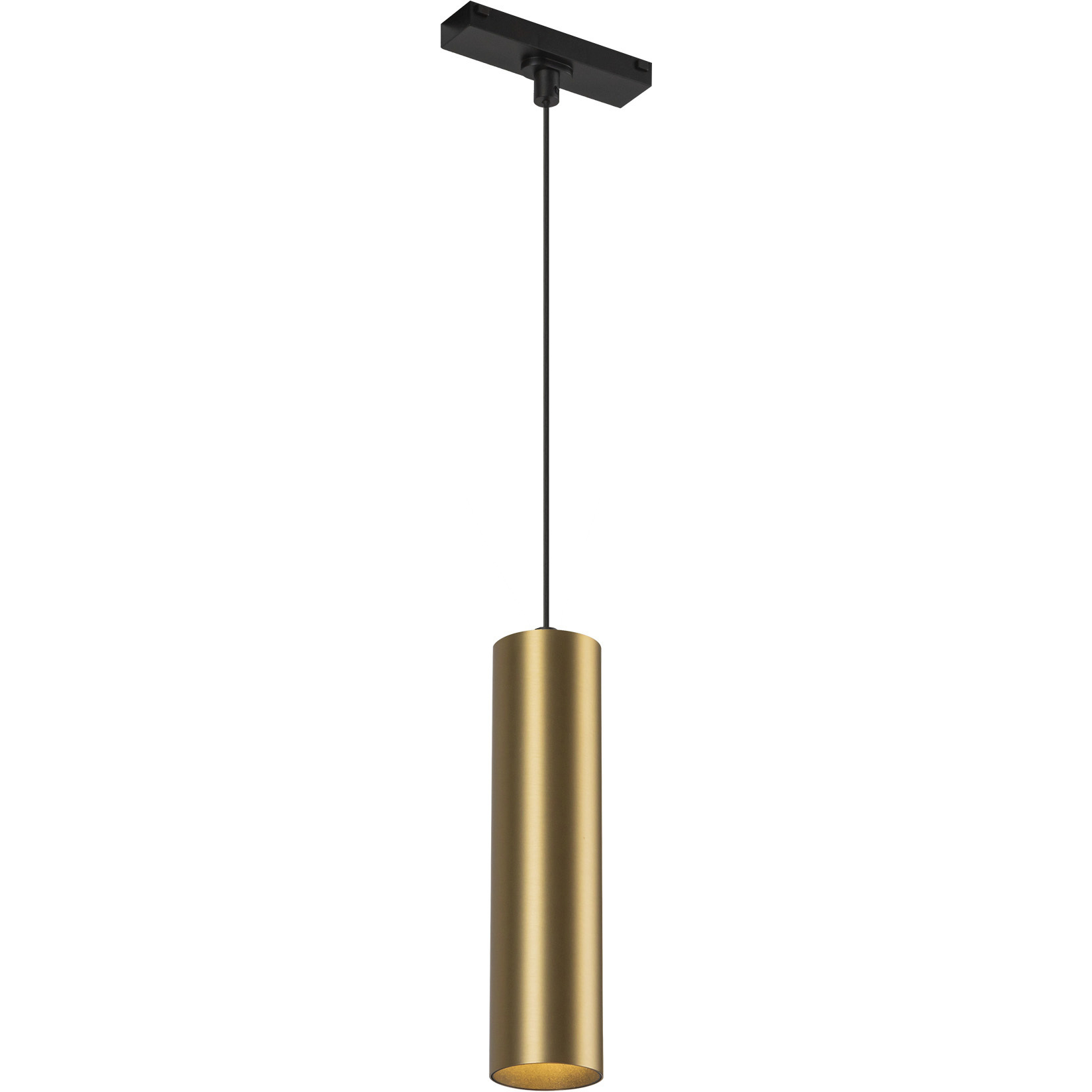 Remuda 48V DC Brushed Gold Trilo Track Pendant Ceiling Light in Black Baffle, 3000K