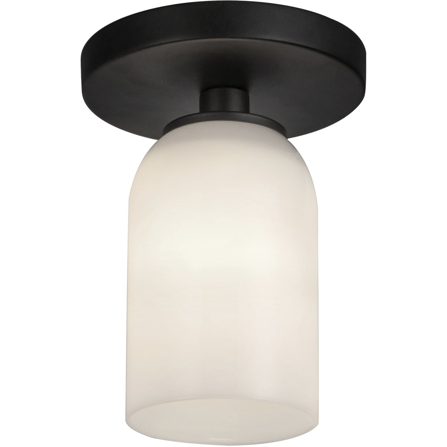 Nola 1 Light 3.63 inch Black Semi-Flush Mount Ceiling Light in Glossy Opal Glass Shade