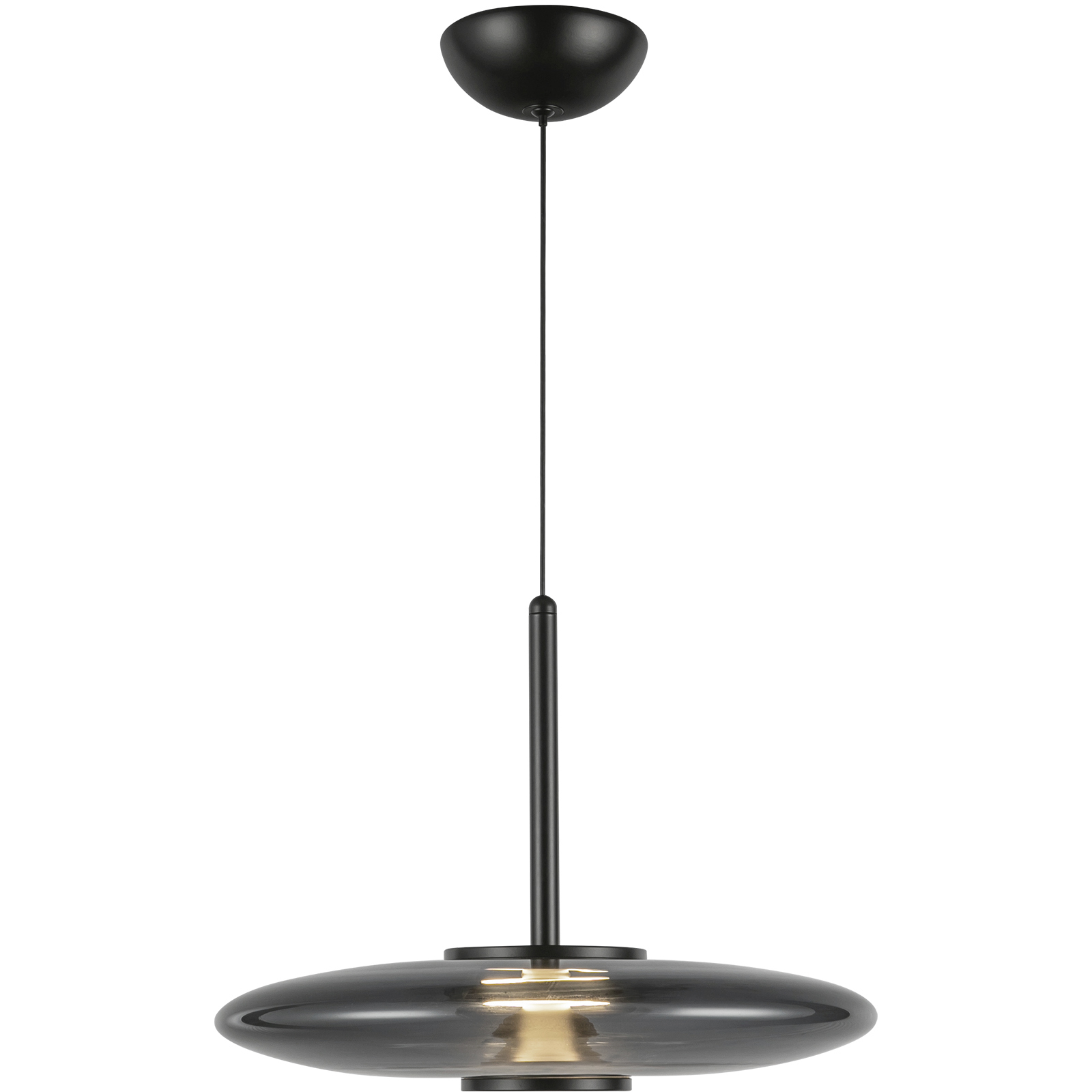 Kyoto LED 17.75 inch Black Pendant Ceiling Light in Smoked Glass