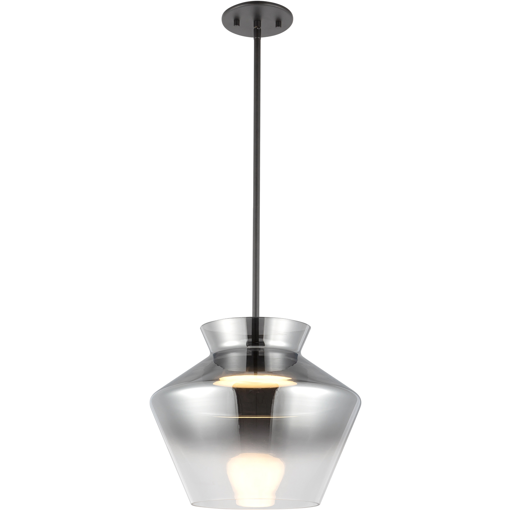 Trinity LED 13.13 inch Black Pendant Ceiling Light in Smoked Glass
