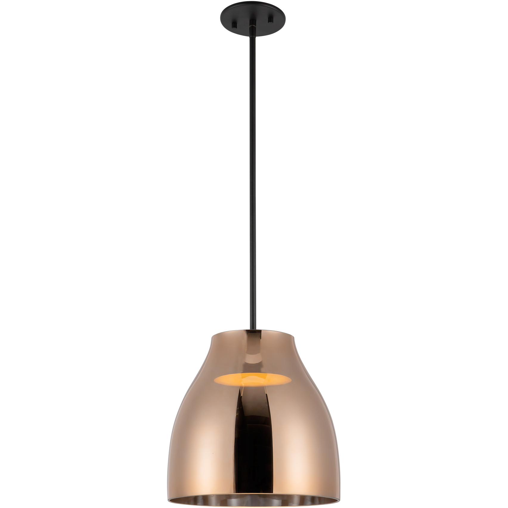Trinity LED 11.38 inch Black Pendant Ceiling Light in Copper Glass