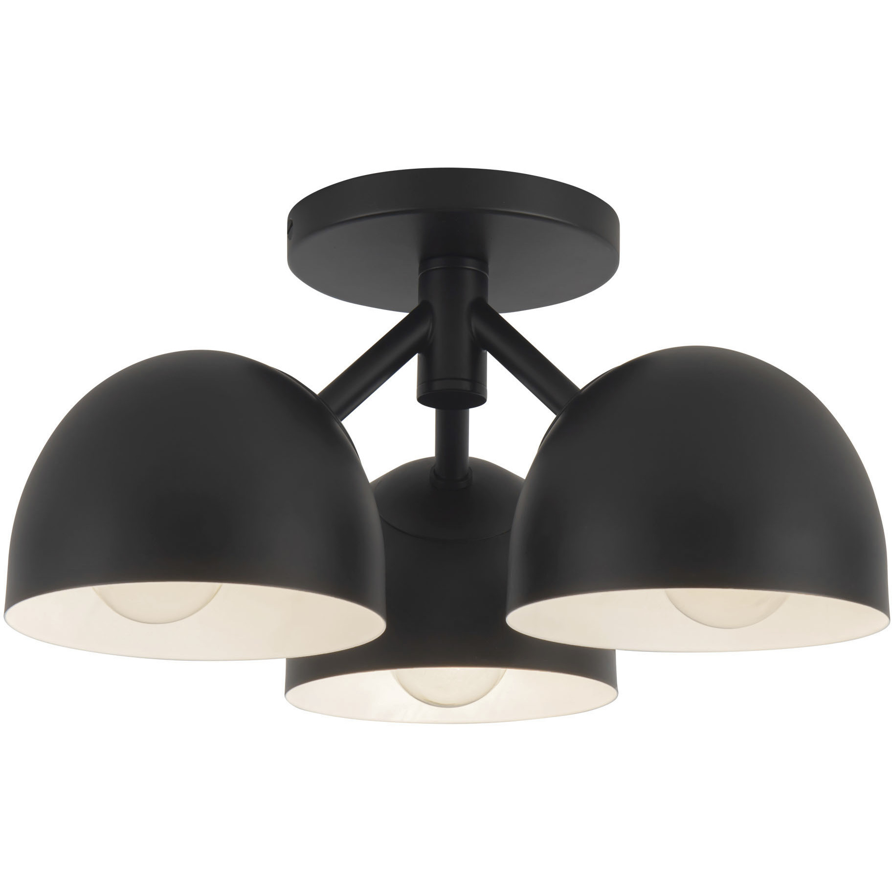 Fosso 3 Light 12.5 inch Black Semi-Flush Mount Ceiling Light
