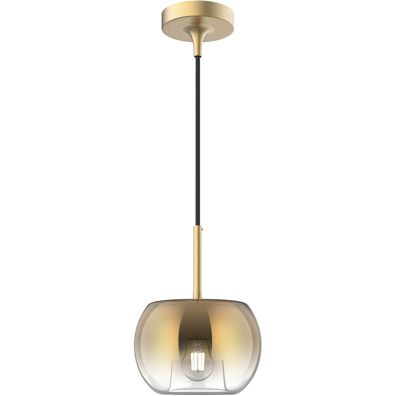 Samar 1 Light 7.5 inch Brushed Gold Pendant Ceiling Light in Transition Copper Glass